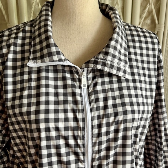 Talbots Light Jacket Nylon Gingham Checks Black and White Windbreaker size 2X - Picture 3 of 16